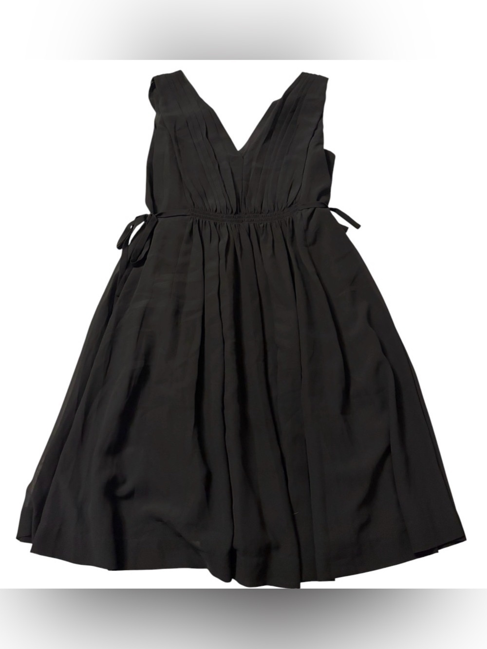 Anthropologie HD in Paris Lavana Dress Black V‑Neck Tie‑Waist Lined Size 12 EUC - Picture 3 of 4